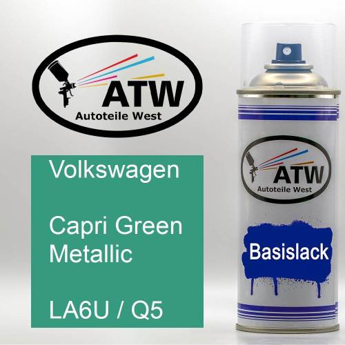 Volkswagen, Capri Green Metallic, LA6U / Q5: 400ml Sprühdose, von ATW Autoteile West.